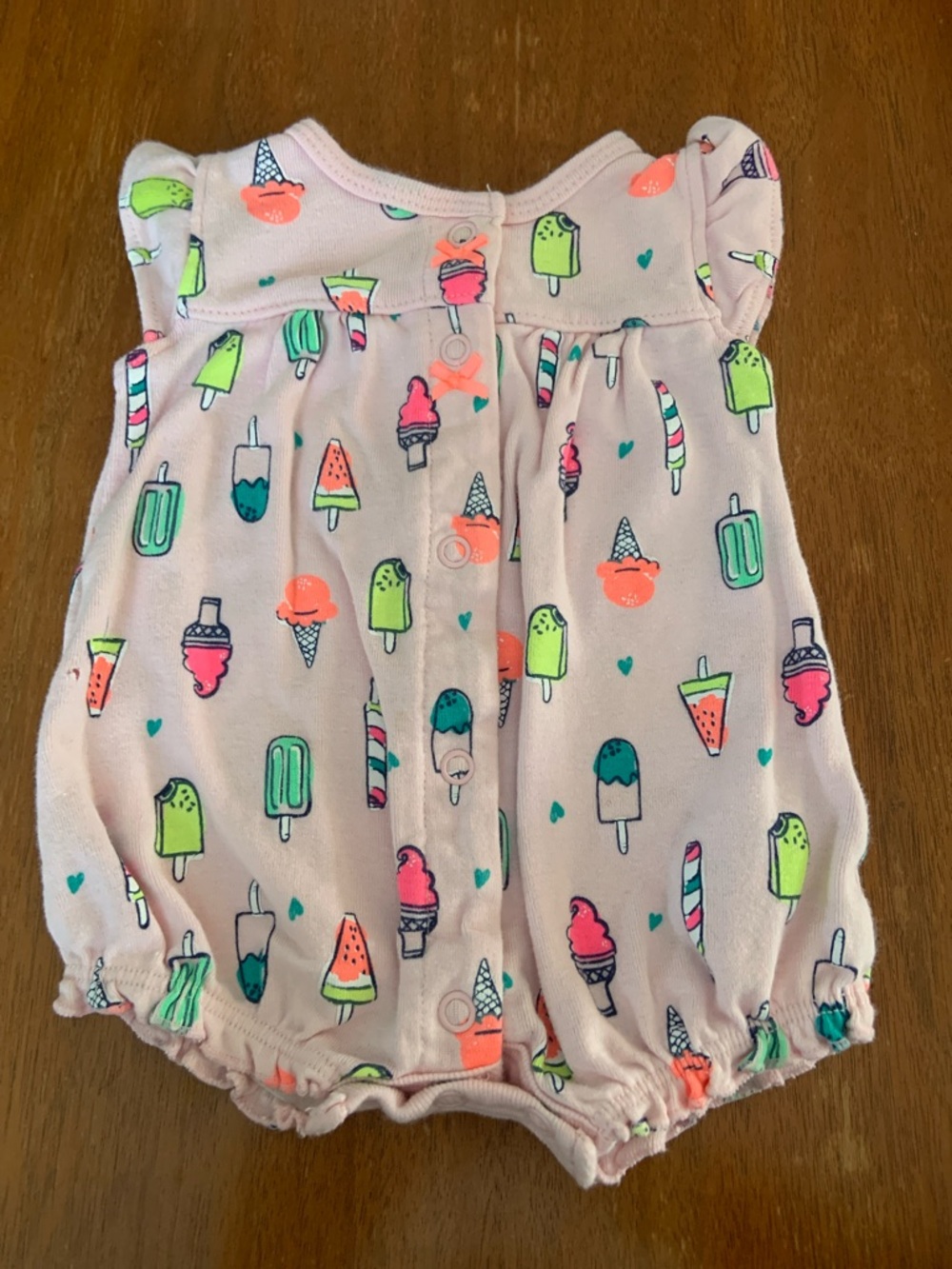 🍊5/$25 Carter's Newborn Pink Ice Cream & Popsicle Print Romper